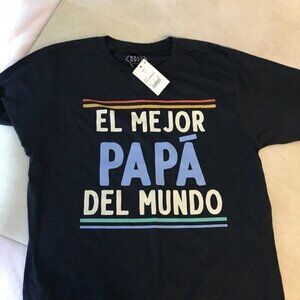 Father’s Day El Mejor Papa Del Mundo best dad T-Shirt Size S Navy Cotton New